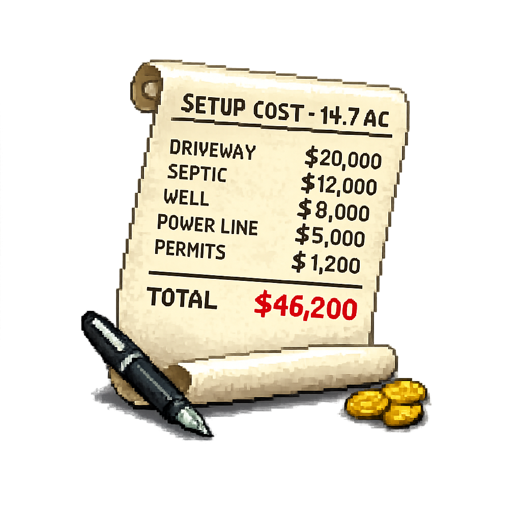 Hand-written cost receipt showing total setup carry of $46,200